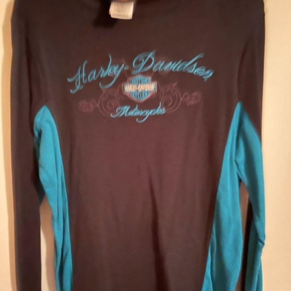 Harley Davidson L/S Black w/Teal